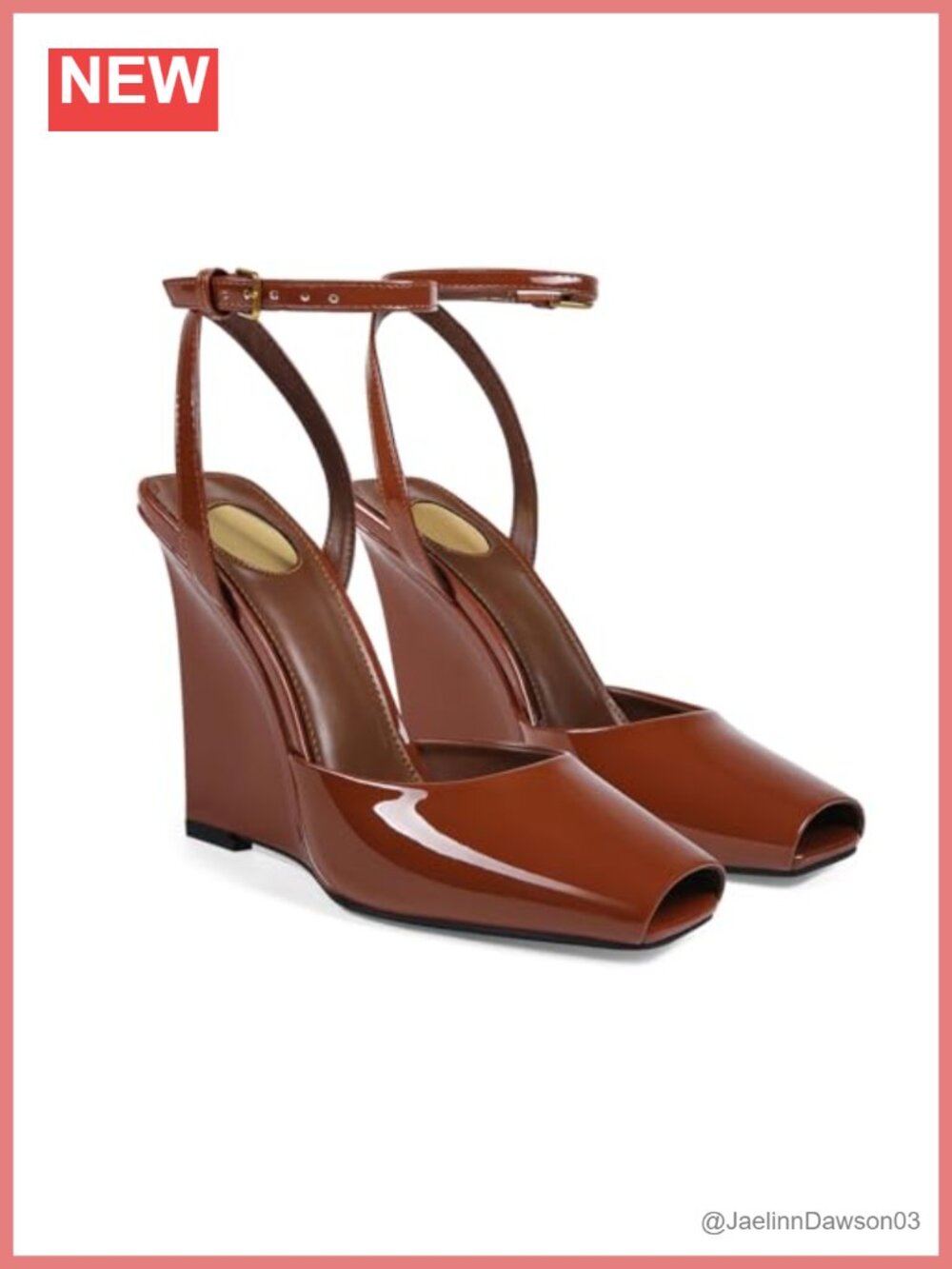 Patent Leather Wedge Heels Peep Toe Ankle Strap Party Sandals